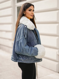 Jachetă de blugi femei albastră OZONEE JS/11Z8219