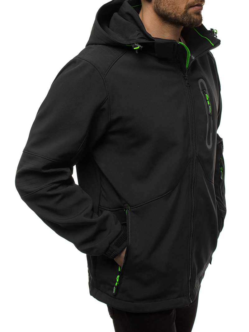Jachetă bărbați SOFTSHELL negru-verde OZONEE GE/12263Z