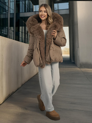 Geacă de femei bej închis OZONEE O/16M9179/84Z