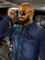 Cămașă de blugi bărbați albastră OZONEE O/51410