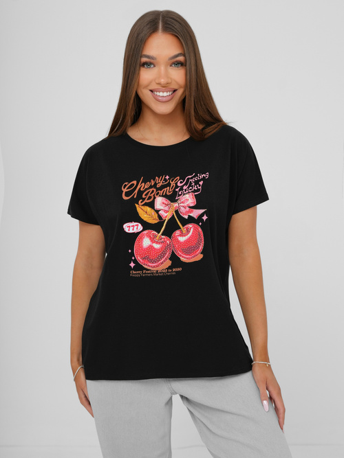 Tricou femei negri OZONEE JS/95T2568/3
