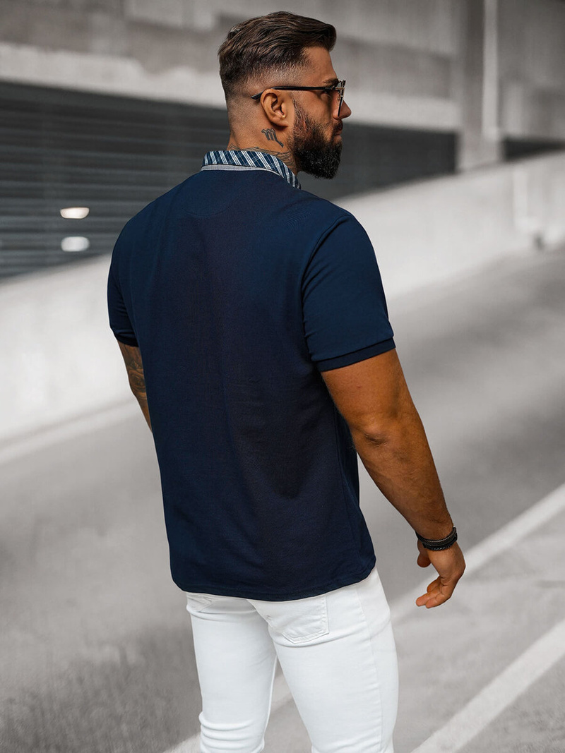 Tricou polo bărbați albastru marin OZONEE O/DA803