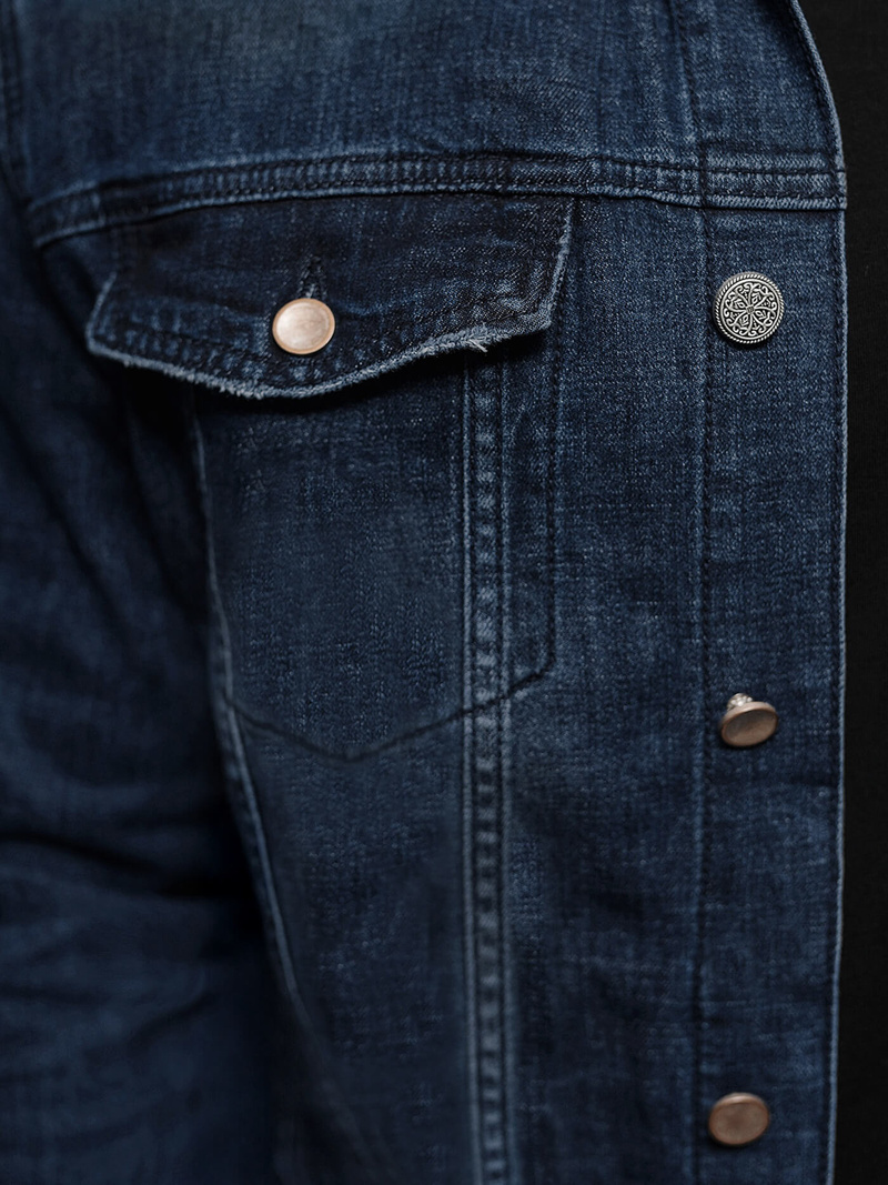 Jachetă de blugi bărbați sherpa albastru marin OZONEE NB/MJ517BS