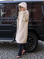 Geacă de iarnă din blană pentru femei bej OZONEE JS/11Z8250