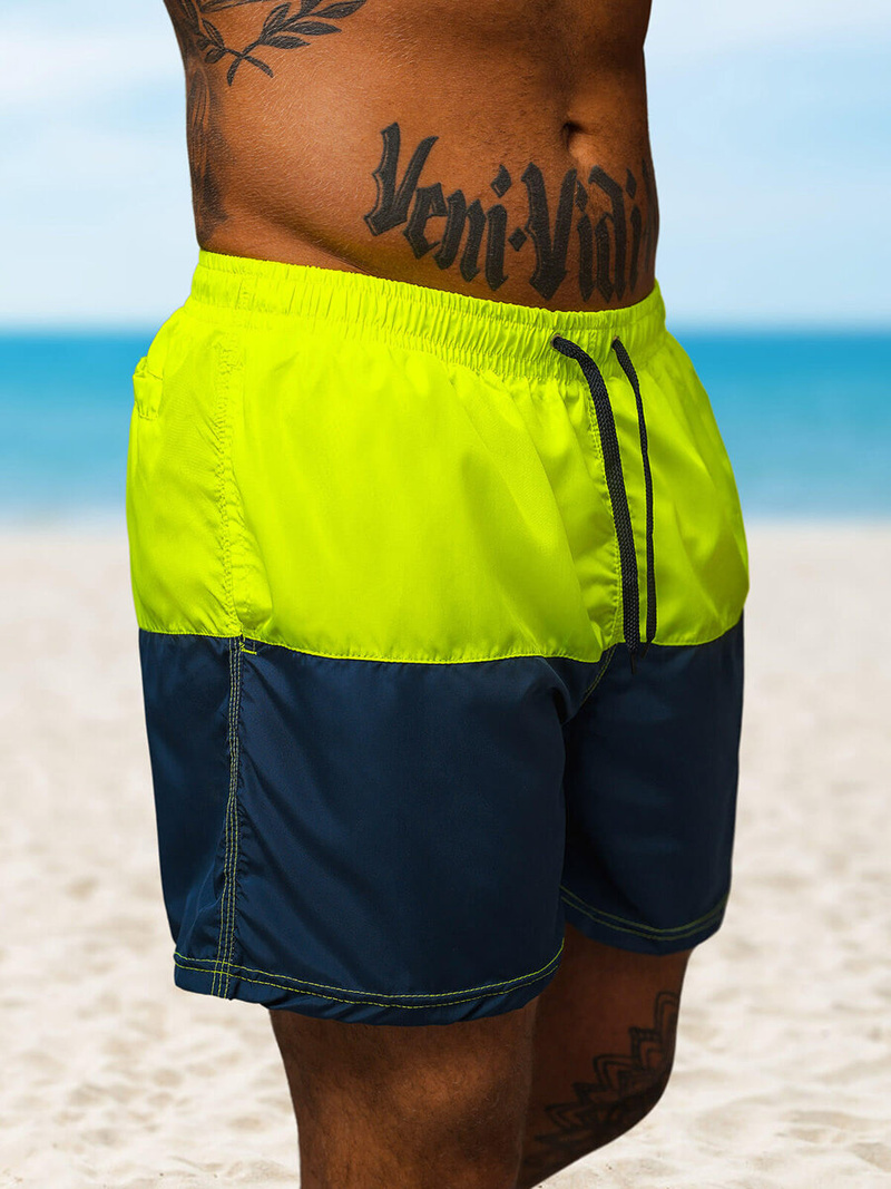 Pantaloni scurti de baie bărbați galben/albastru marin OZONEE JS/HM066