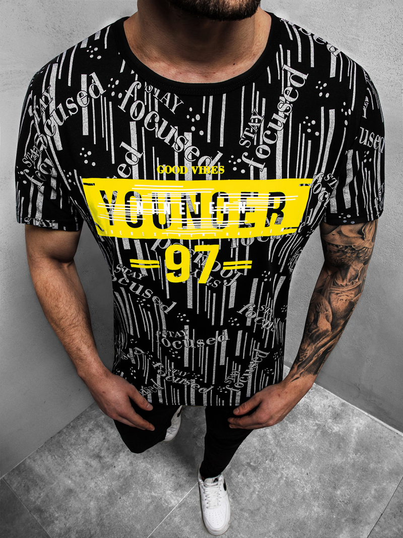 Tricou bărbați negru OZONEE JS/KS1993Z