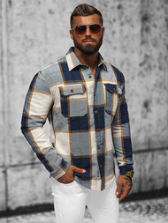 Cămașă bărbați albastru marin OZONEE NB/MC727B