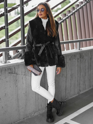 Geacă de piele pentru femei neagră OZONEE JS/11Z8079Z