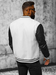 Geacă de piele bărbați albă-neagră OZONEE JS/11Z8068