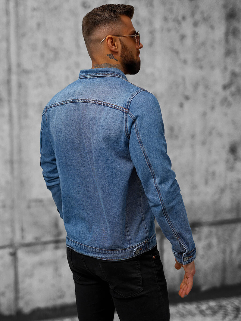 Jachetă de blugi bărbați albastră OZONEE T/7518Z