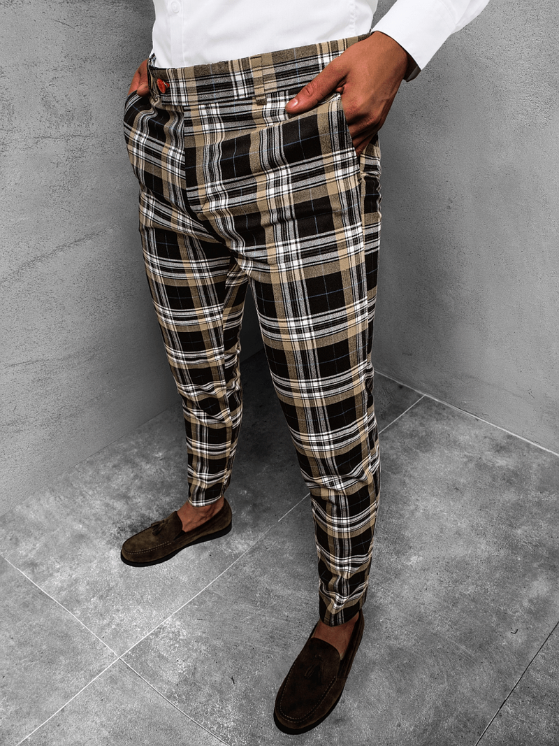 Pantaloni chino bărbaţi negri-bej OZONEE DJ/5593