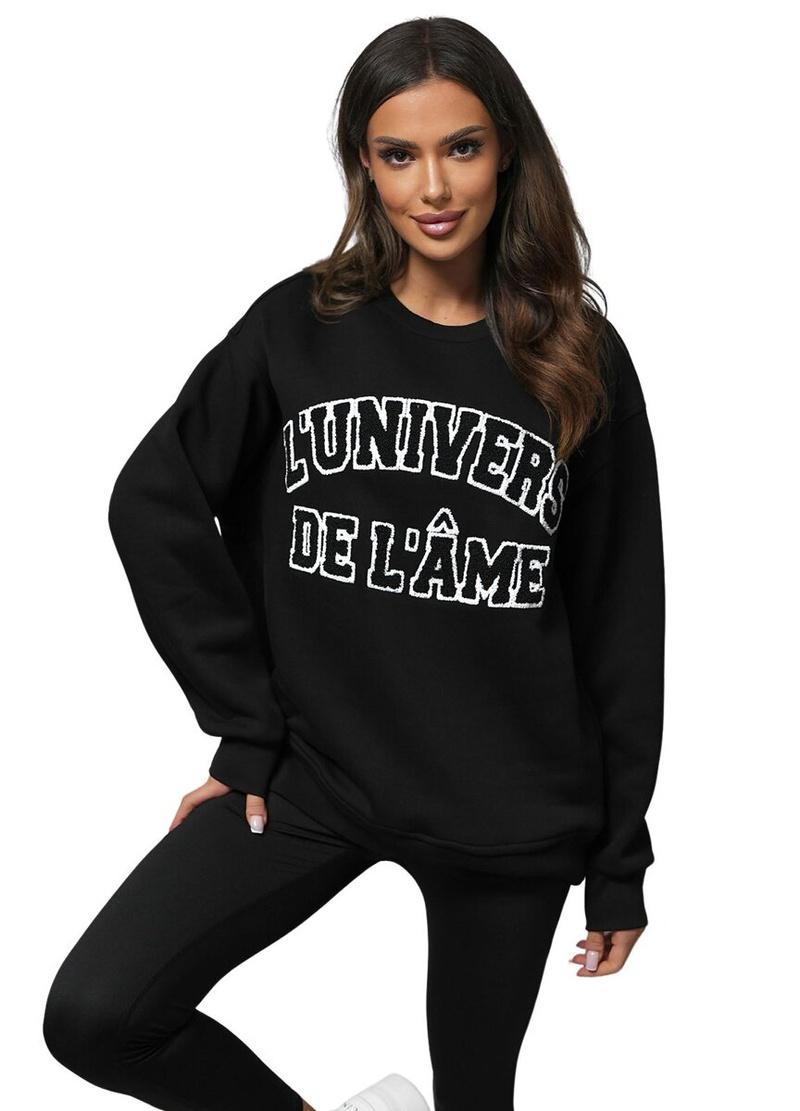 Bluză oversize neagră OZONEE O/SWE23055