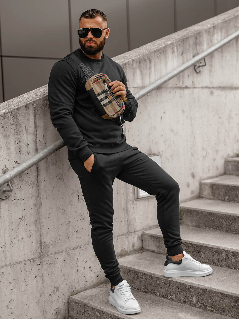 Compleu sport bărbaţi negru OZONEE JS/68C10380/3Z