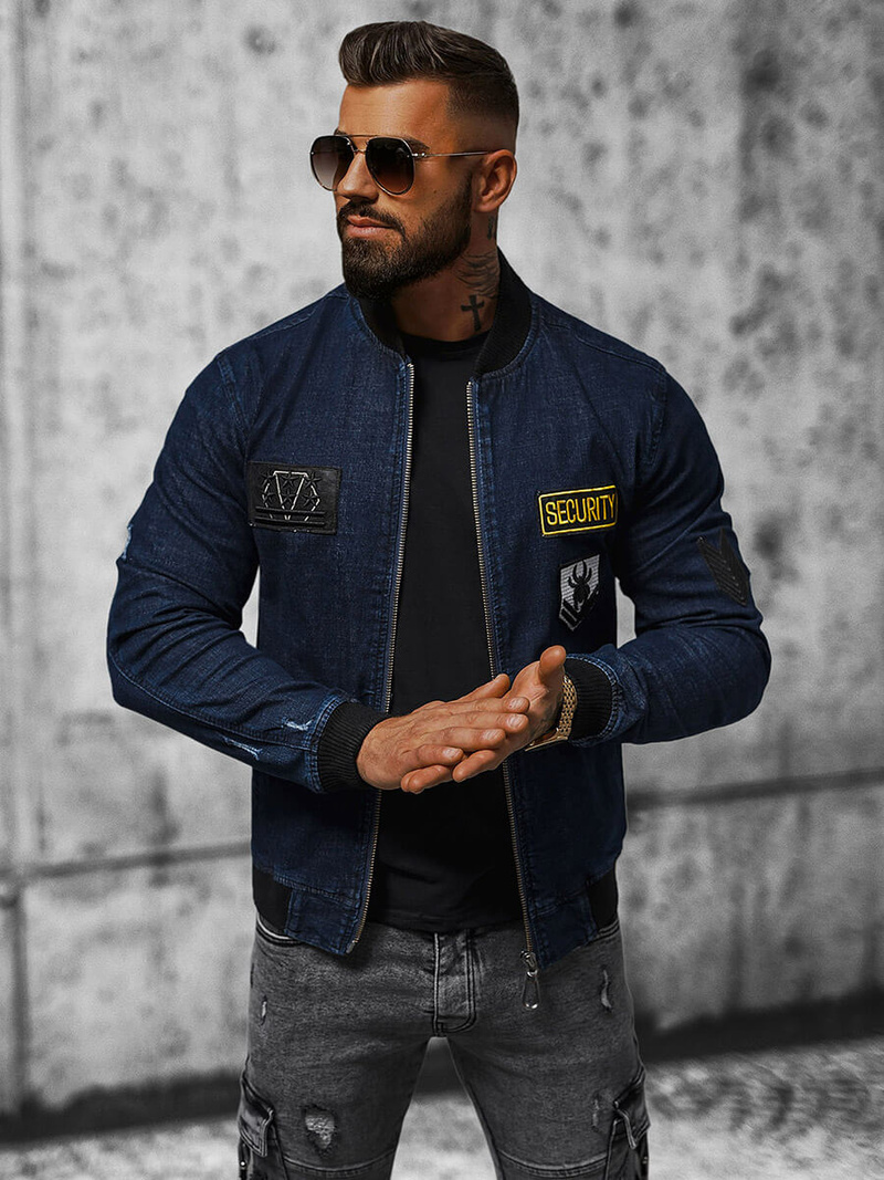 Jachetă de blugi bărbați albastru marin OZONEE NB/MJ509BZ