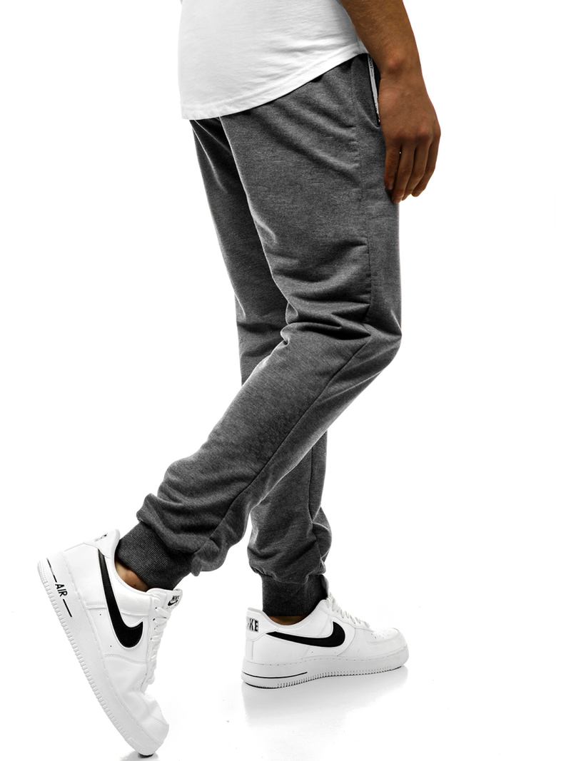 Pantaloni de trening bărbaţi gri închis JS/XW003S