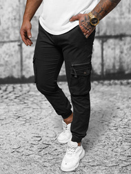 Pantaloni chino jogger pentru bărbați negri OZONEE NB/MP0201N