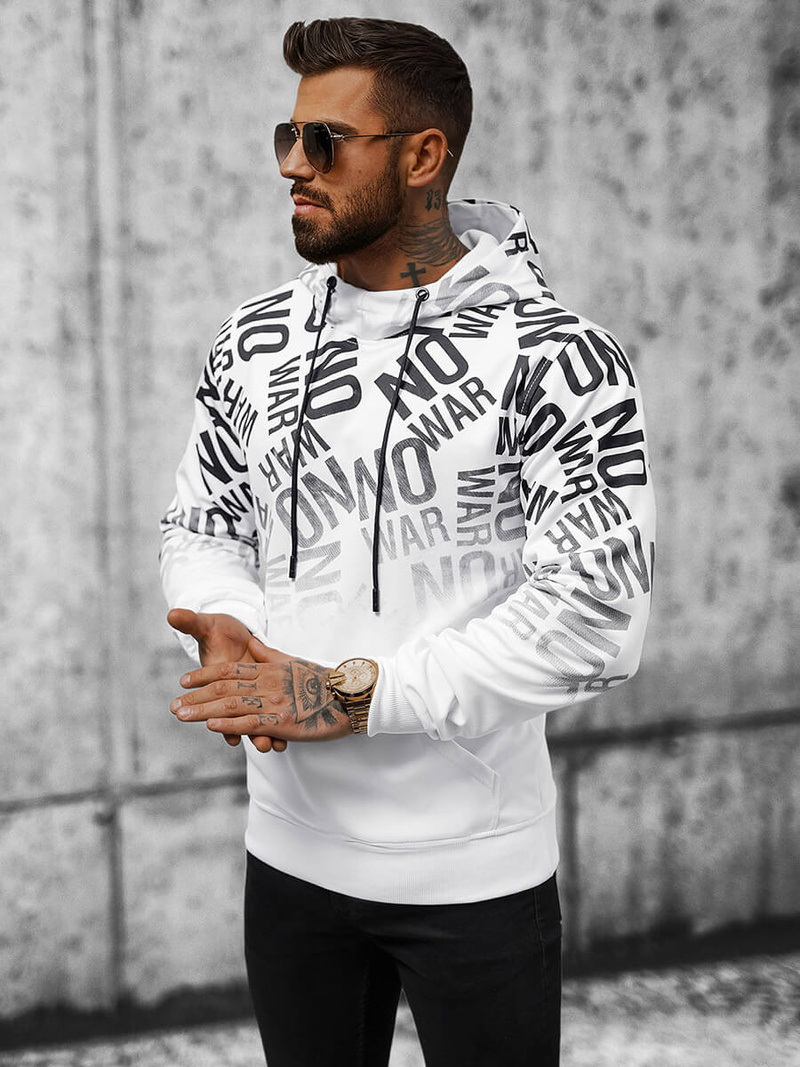 Hanorac bărbați alb OZONEE JS/8B998/1