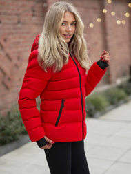 Geacă de iarnă femei roșie OZONEE JS/M769/270Z