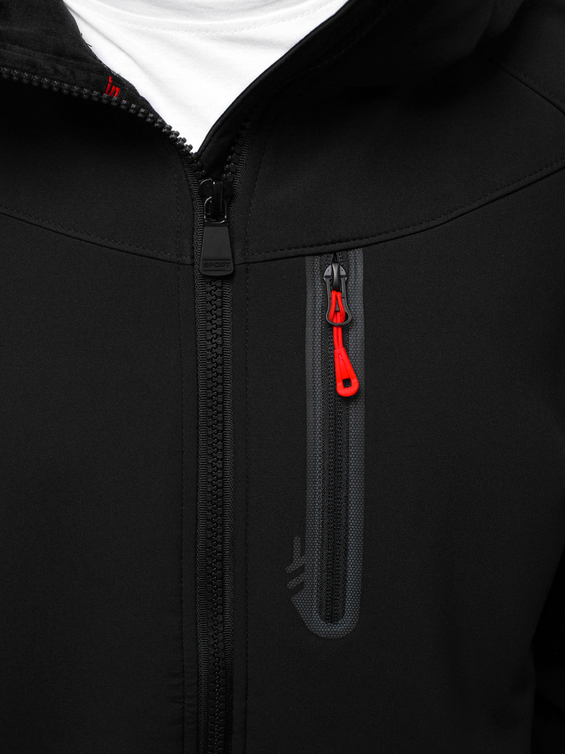 Jachetă bărbați SOFTSHELL neagră-roșie OZONEE GE/12269