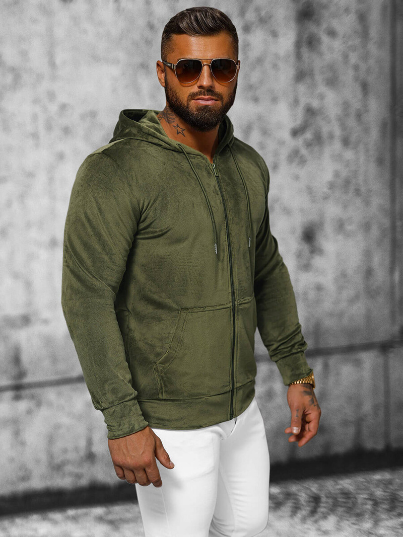 Hanorac bărbați din catifea kaki OZONEE JS/8B1168/29