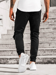 Pantaloni chino jogger pentru bărbați negri OZONEE G/2787