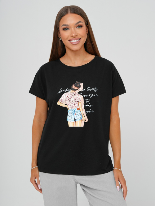 Tricou femei negri OZONEE JS/95T2573/3