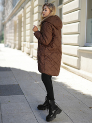 Geacă lungă de iarnă pentru femei ciocolată OZONEE JS/5M3352/158