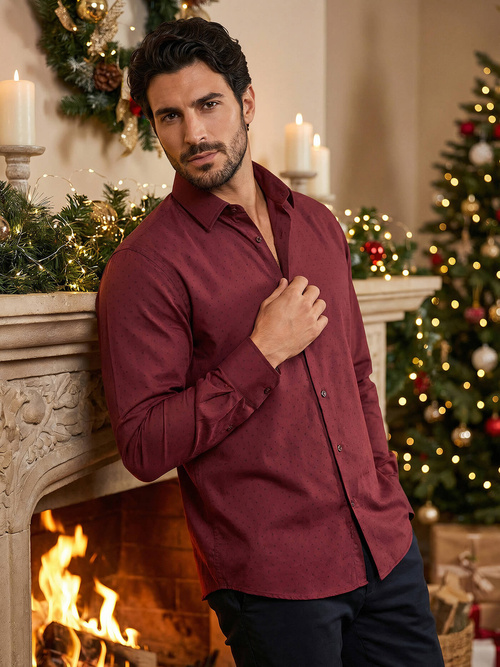 Cămașă bărbați bordo OZONEE V/V182Z