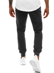 Pantaloni chino jogger pentru bărbați negri OZONEE O/11103