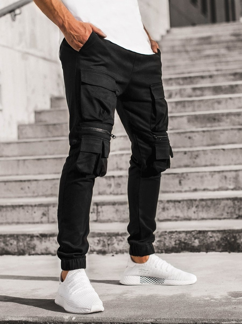 Pantaloni chino jogger pentru bărbați negri OZONEE G/2787