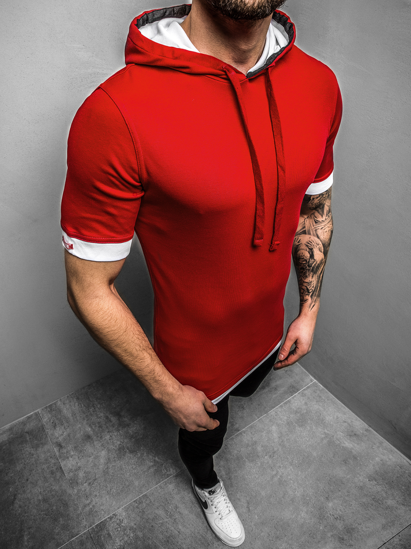 Tricou cu glugă bărbați roșu OZONEE O/1273Z