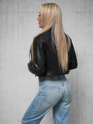 Geacă de piele pentru femei neagră OZONEE JS/11Z8128