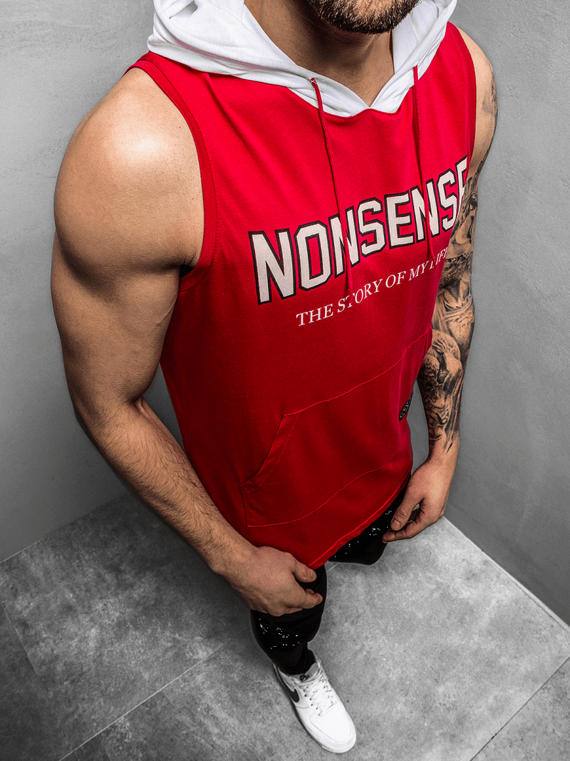 Tricou cu glugă bărbați roșu OZONEE MAD/2882Z