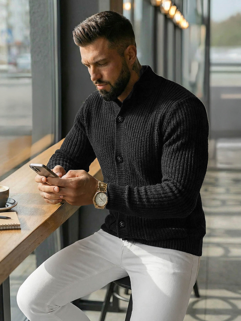 Pulover bărbați negru OZONEE NB/MM6020/4Z