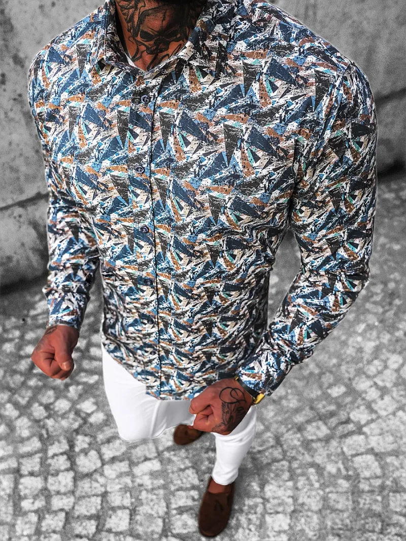 Cămașă bărbați colorat OZONEE O/2822Z