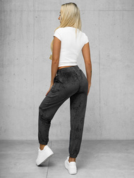 Pantaloni de trening din catifea femei antracit OZONEE JS/92K528/5