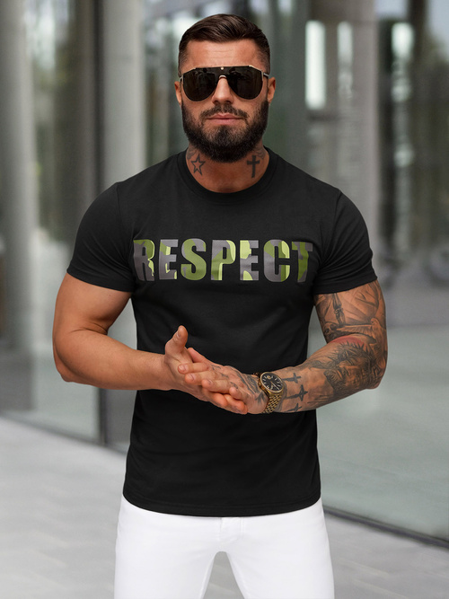 Tricou bărbați negri OZONEE JS/8B1393/3
