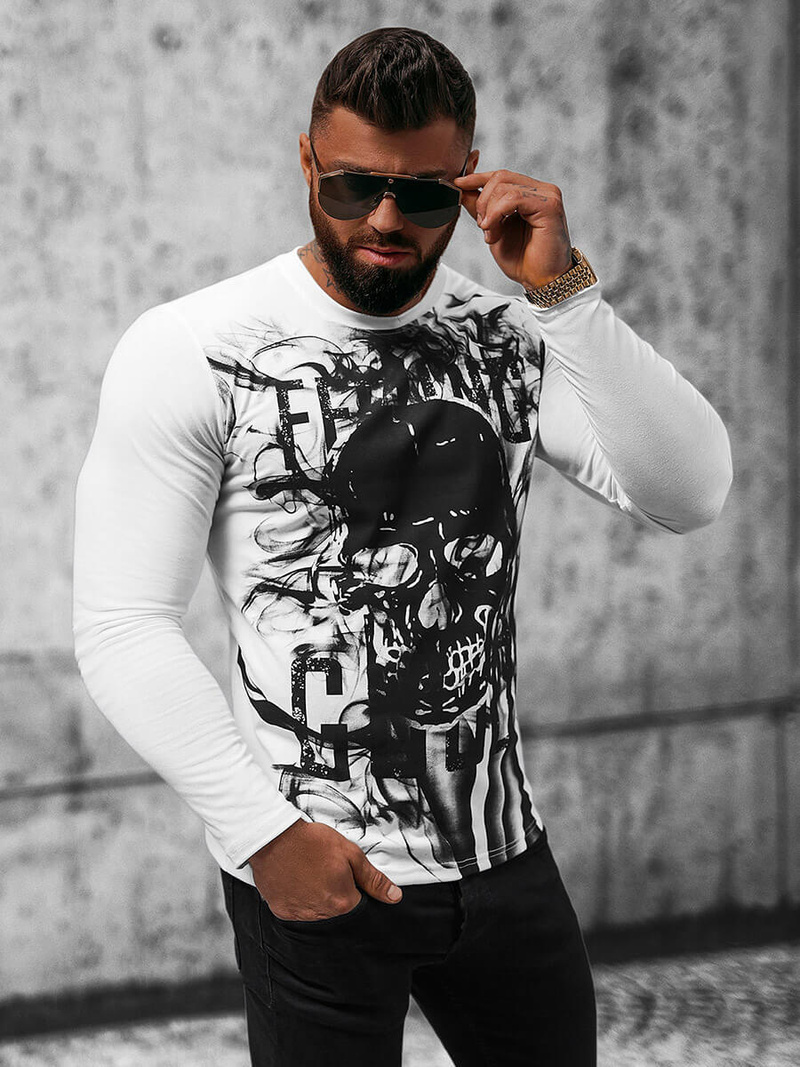 Tricou cu mânecă lungă bărbați alb OZONEE O/B257