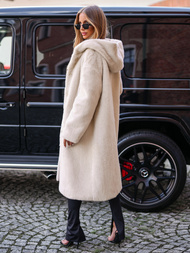 Geacă de iarnă din blană pentru femei bej OZONEE JS/11Z8250