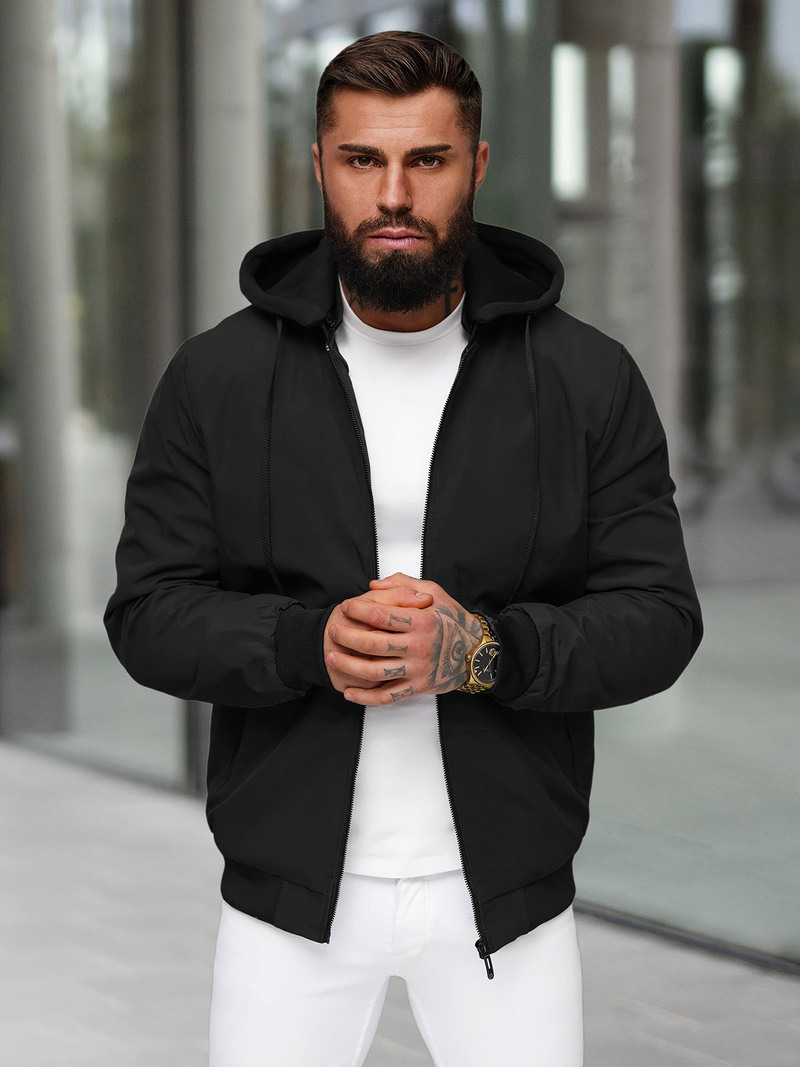 Jachetă de primăvară bărbați neagră OZONEE JS/62M9502/392