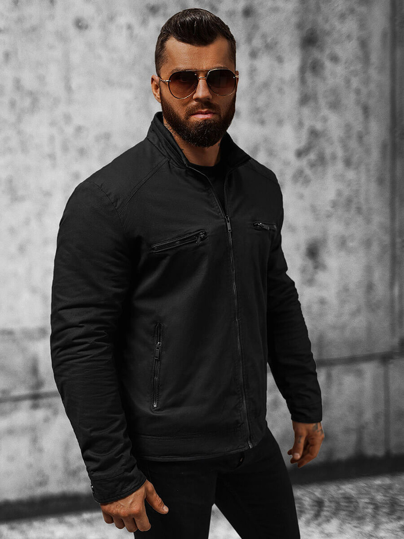 Jachetă de primăvară bărbați neagră OZONEE JS/84M3002/392