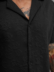 Cămașă cu mâneca scurtă bărbați neagră OZONEE O/B2258