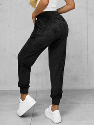 Pantaloni de trening din catifea femei negri OZONEE JS/92K529/3