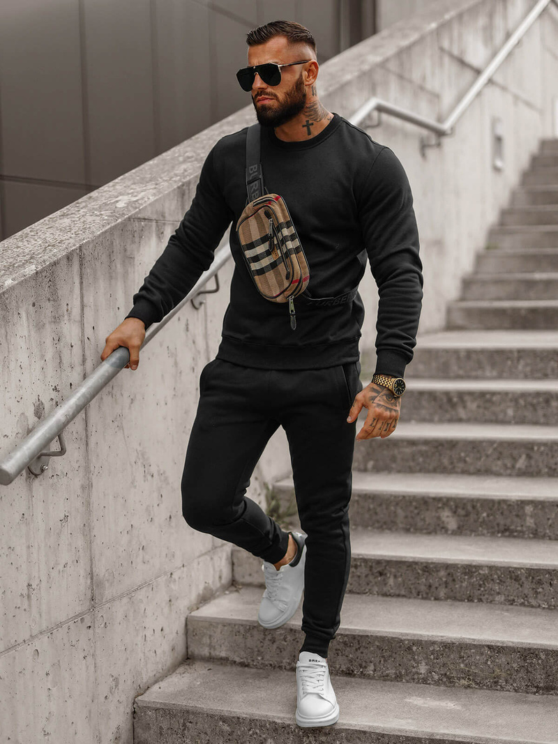 Compleu sport bărbaţi negru OZONEE JS/68C10380/3Z