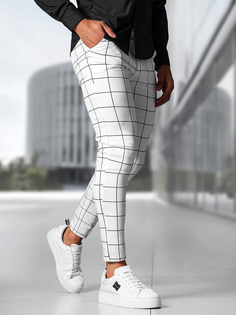 Pantaloni Chino Bărbaţi Albi OZONEE O/P4009Z