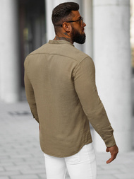 Cămașă bărbați bej închis OZONEE O/V112