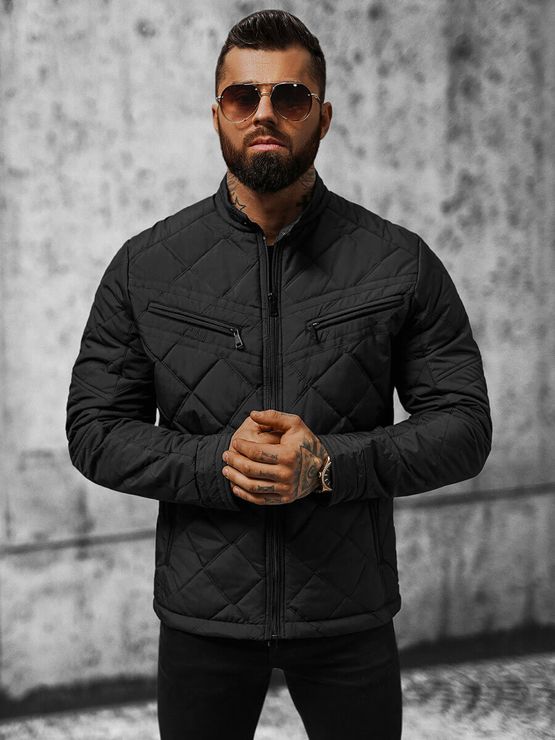 Jachetă de primăvară bărbați neagră OZONEE JS/22M309/392