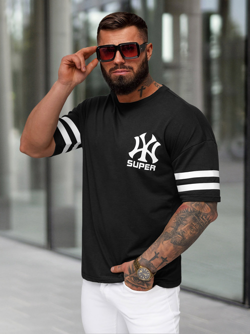 Tricou bărbați negri OZONEE JS/8B1372/3