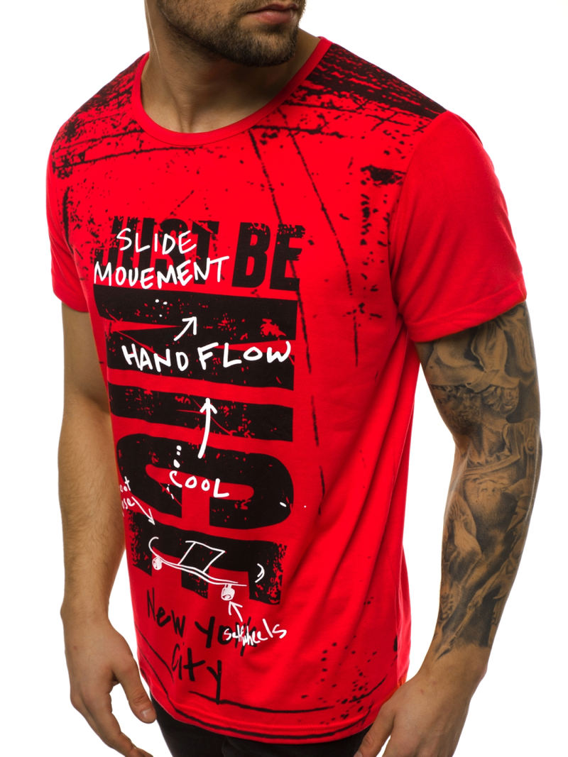 Tricou bărbați roșu OZONEE JS/KS1983