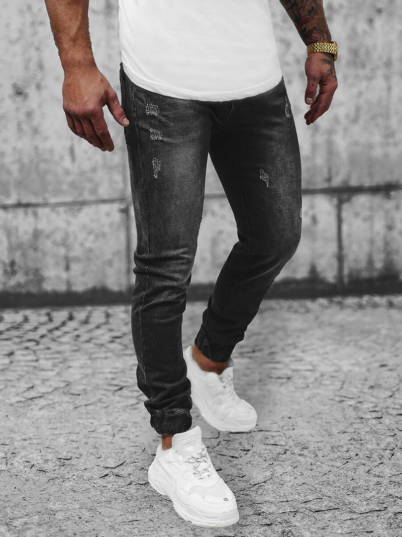 Blugi jogger bărbați negri OZONEE NB/MP0065/2NZ
